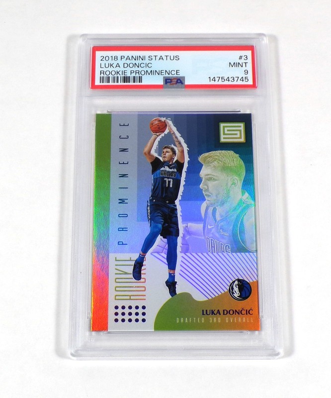 2018-19 Panini Status Luka Doncic Rookie Prominence #3 Mavericks PSA 9