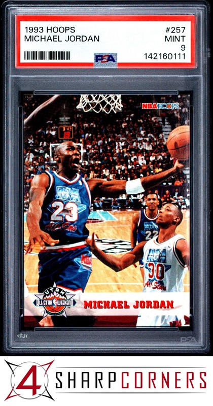 1993 HOOPS #257 MICHAEL JORDAN BULLS HOF PSA 9
