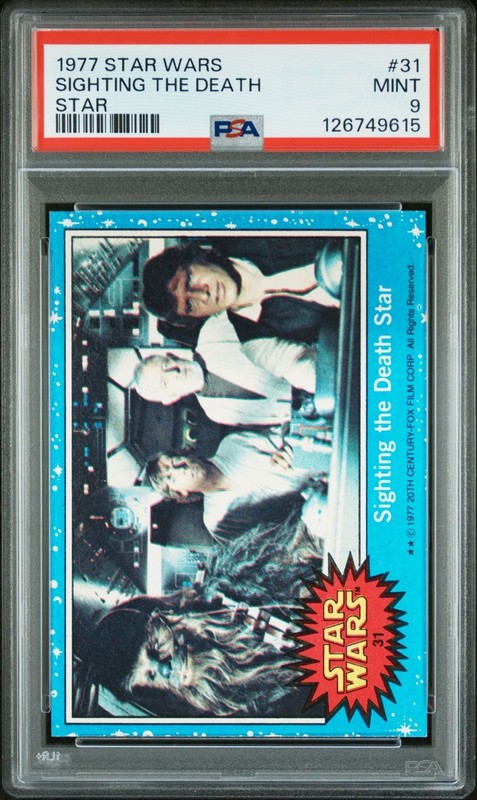 1977 Topps Star Wars Card #31 Sighting The Death Star PSA 9 MINT Low Pop!