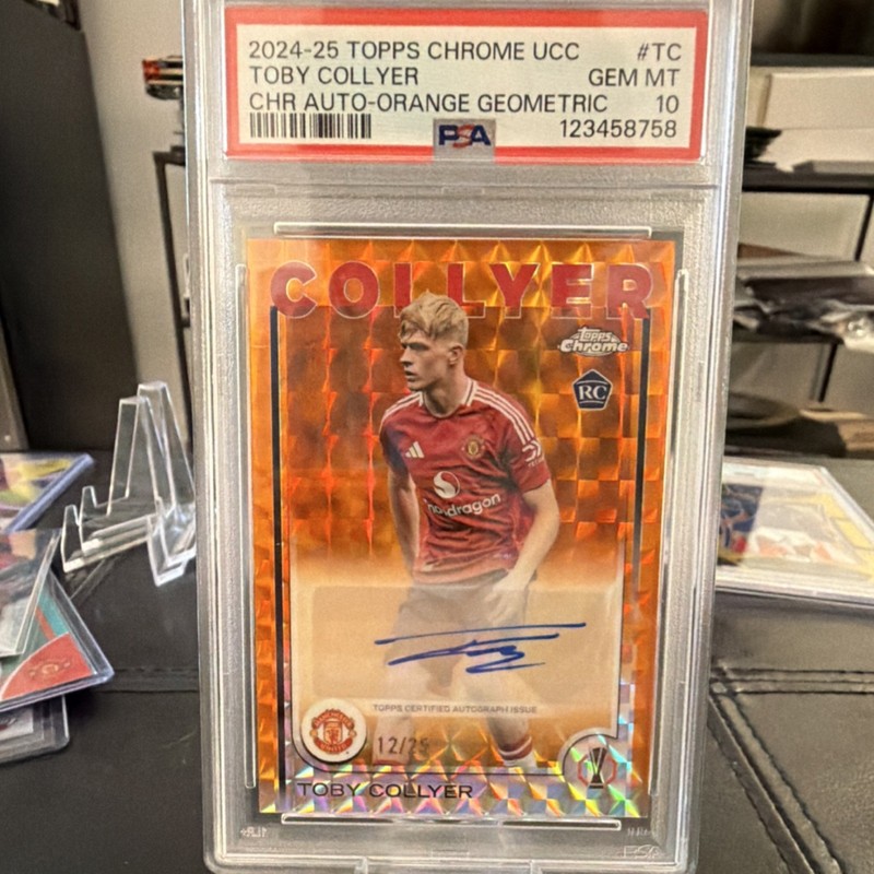 Topps Chrome UEFA Club 2024-25 Toby Collyer Orange Geo Auto /25 RC PSA 10