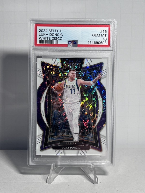 2024-25 Select Luka Doncic Concourse White Disco Prizm 07/75 Lakers PSA 10