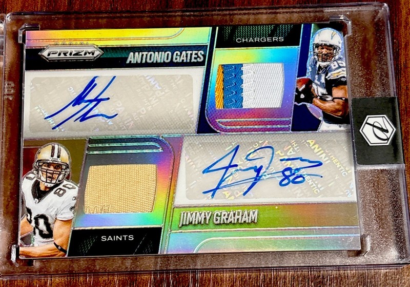 2025 Prizm Football Antonio Gates Jimmy Graham Dual Silver Auto Patch /99