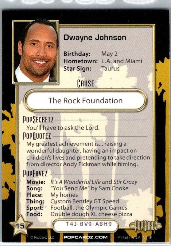 DWAYNE JOHNSON - THE ROCK - 2008 Popcardz #15 - Trading Card view 2
