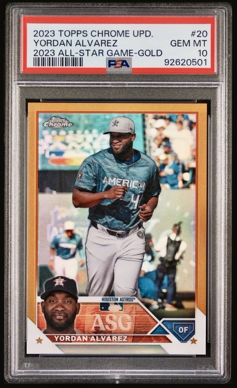 Yordan Alvarez 2023 Topps Chrome Update All-Star Game Gold /50 PSA 10