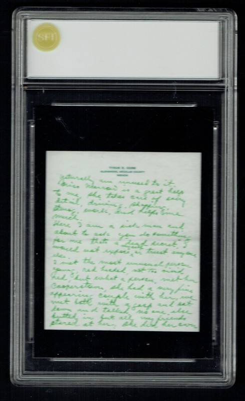 Ty Cobb HANDWRITTEN WORDS "she had a" from Letter Custom Card PSA Read DESC! view 2