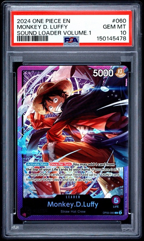 2024 One Piece En #060 Monkey D. Luffy Sound Loader Vol 1PSA 10 FAST SHIP QTY