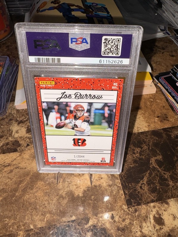 2020 Panini Instant #RR1 Joe Burrow Rated Rookie Retro PSA 8 RC view 2