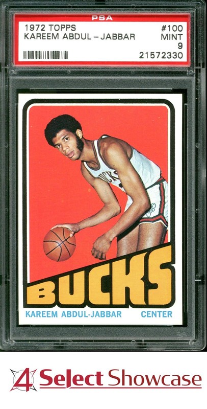 1972 TOPPS #100 KAREEM ABDUL-JABBAR BUCKS HOF PSA 9
