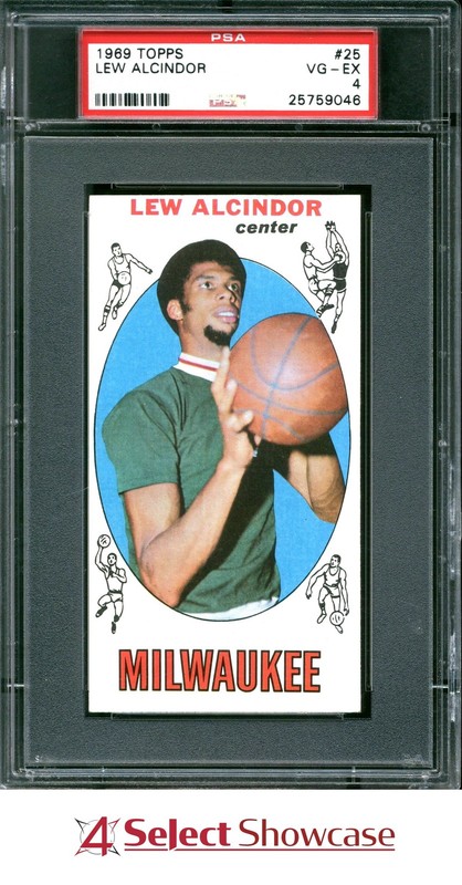 1969 TOPPS #25 LEW ALCINDOR KAREEM ABDUL-JABBAR RC BUCKS HOF PSA 4