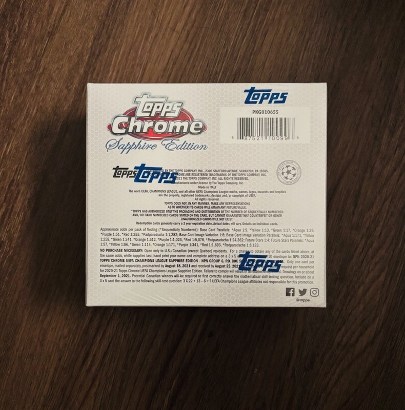 2020-21 TOPPS CHROME UEFA CHAMPIONS LEAGUE SOCCER SEALED SAPPHIRE HOBBY BOX UCL view 2