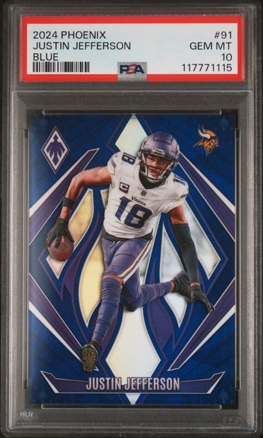 2024 PANINI PHOENIX #91 JUSTIN JEFFERSON BLUE 4/50 PSA GEM MT 10