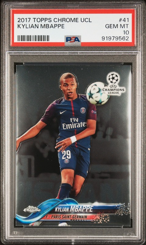 2017 Topps Chrome Uefa Champions League #41 Kylian Mbappe Rookie PSA 10