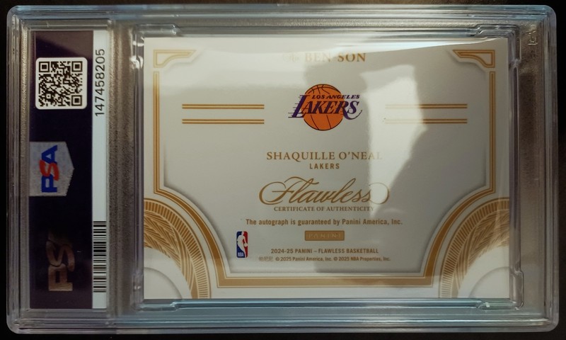 SHAQUILLE O'NEAL-2024/25 Flawless Ruby (#4/15) AUTO/AUTOGRAPH PSA: 9-MINT view 2