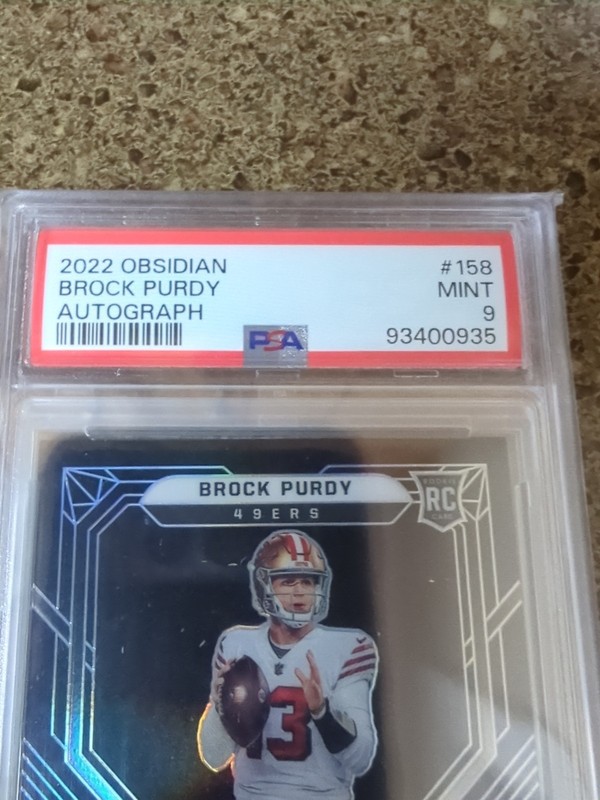 2022 Obsidian Brock Purdy RC Autograph 135/199 PSA 9 view 2
