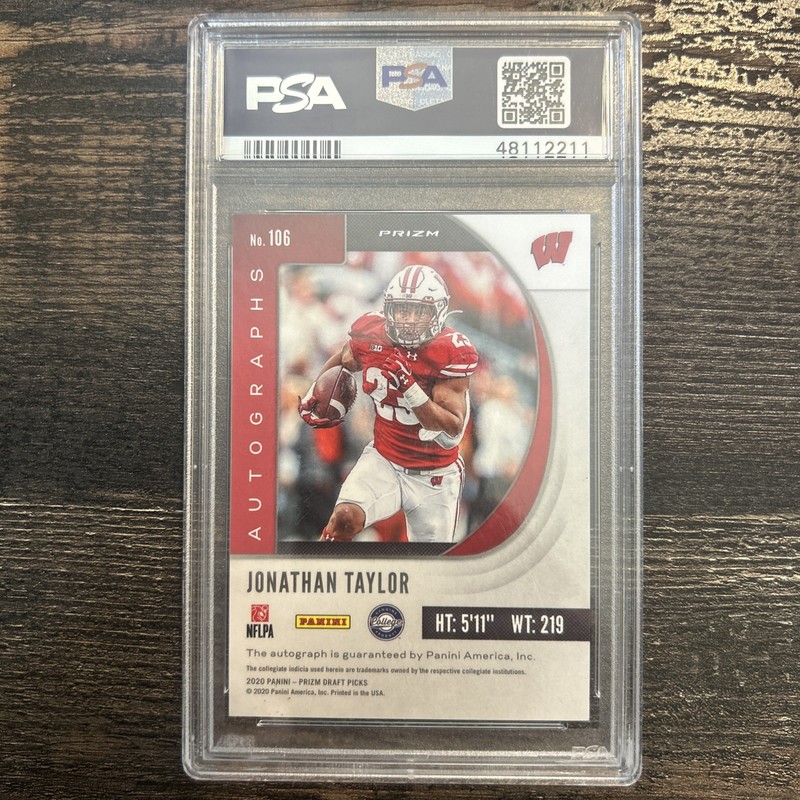 2020 PANINI PRIZM AUTO RC - SNAKESKIN JONATHAN TAYLOR PSA 10 DRAFT PICKS POP 2  view 2