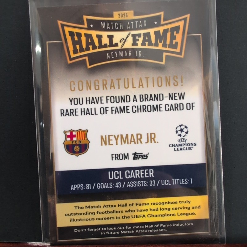 Neymar Jr Hall of Fame Card # HOF4 - Topps Match Attax 2025/26  view 2