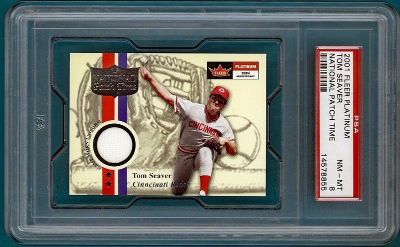 2001 Fleer Platinum Tom Seaver National Patch Time Game Worn PSA 8! Reds! POP 1!