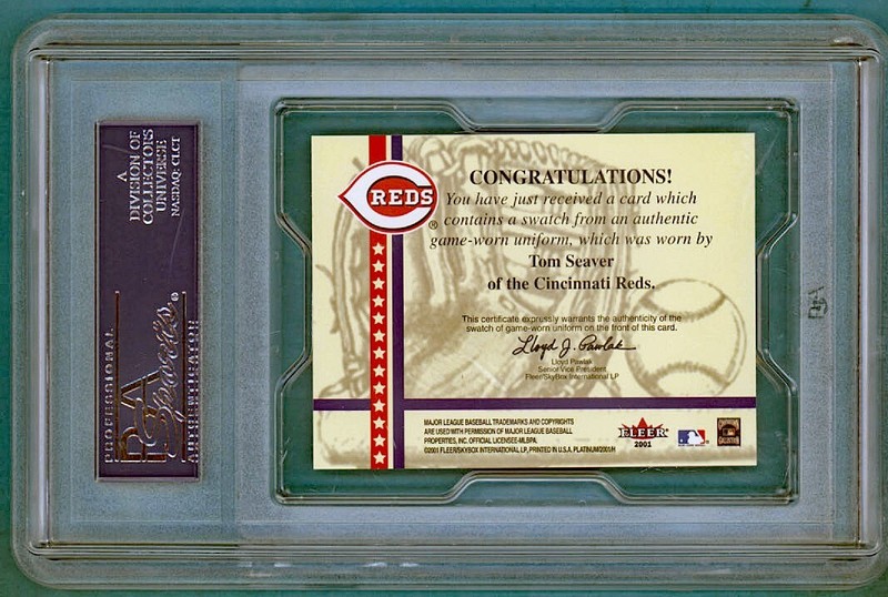 2001 Fleer Platinum Tom Seaver National Patch Time Game Worn PSA 8! Reds! POP 1! view 2