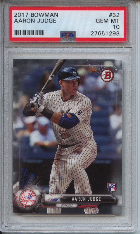 2017 Bowman 32 Aaron Judge PSA 10 Gem Mint RC Rookie Card view 2
