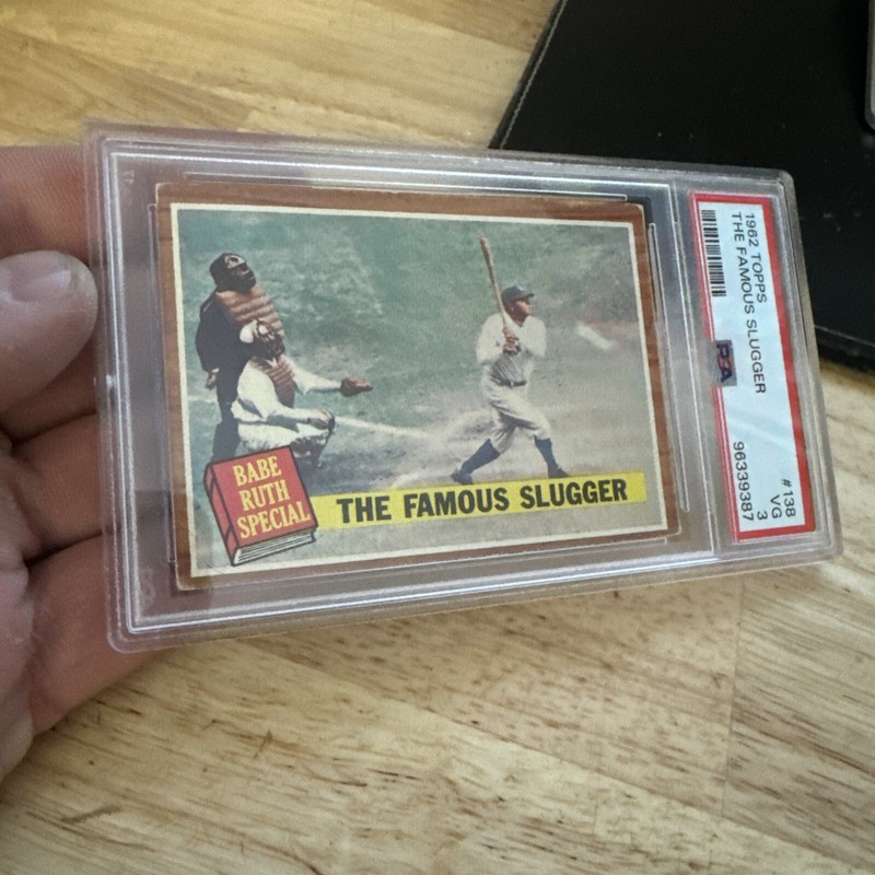 Babe Ruth Vintage Baseball Card Antique PSA 3 New York Yankee Topps Slugger 1962 view 2