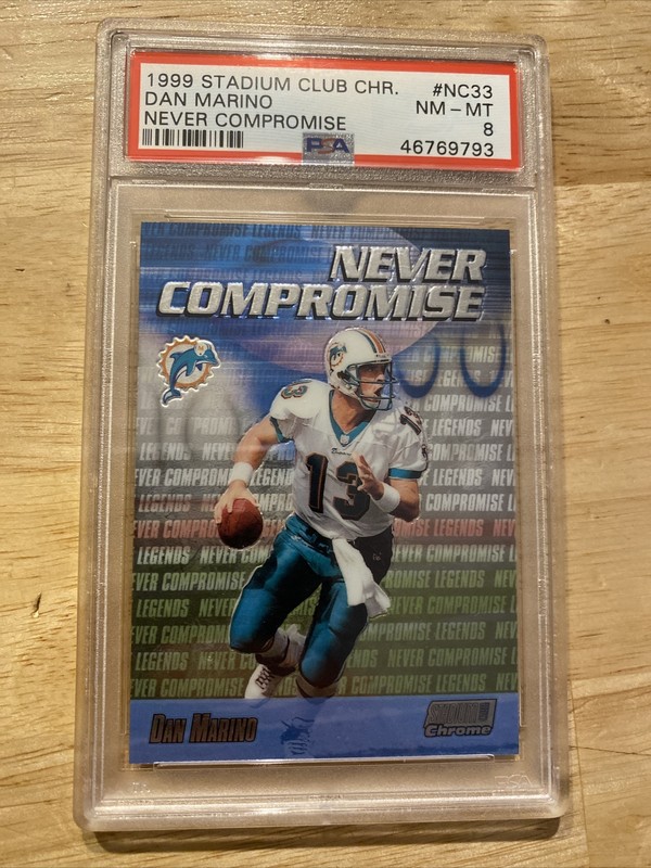 Dan Marino PSA 8 Topps Stadium Club Chrome Vintage Football Card 1999 Dolphins view 2