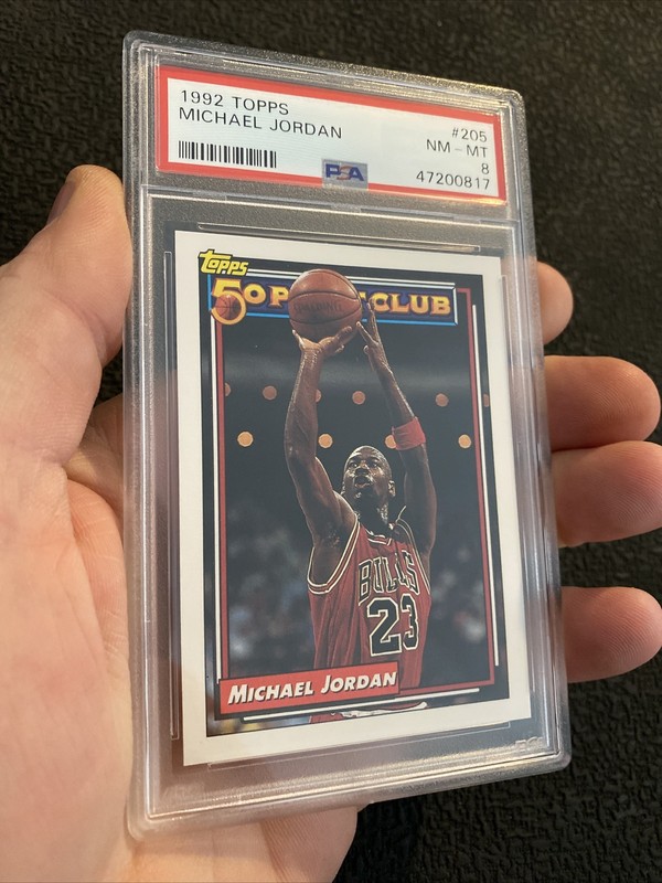 Michael Jordan PSA 8 Topps Collector 1992 Vintage Basketball Card Chicago Bulls view 2