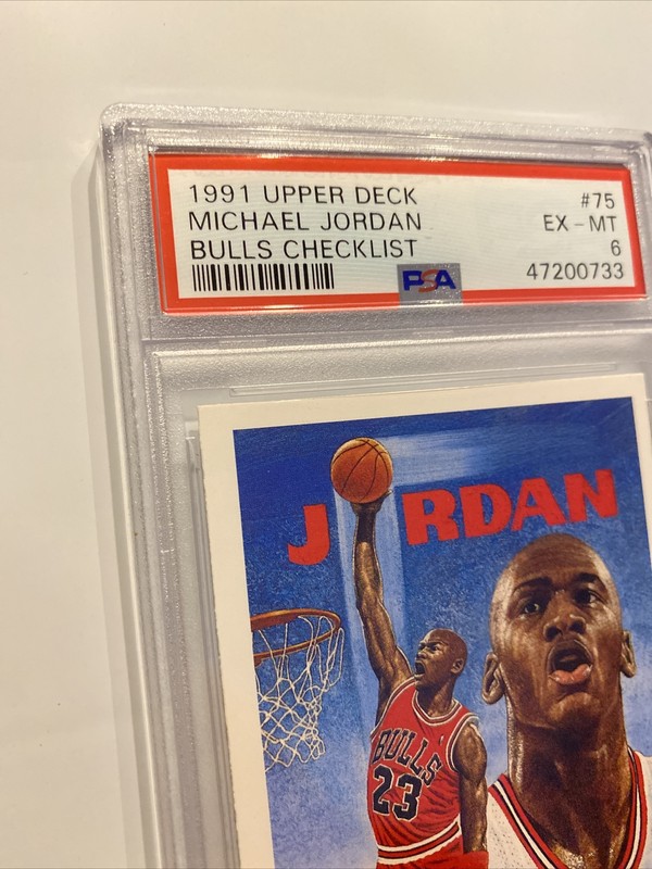 Michael Jordan PSA 6 Vintage Basketball Card Upper Deck Chicago Bulls NBA 1991 view 2