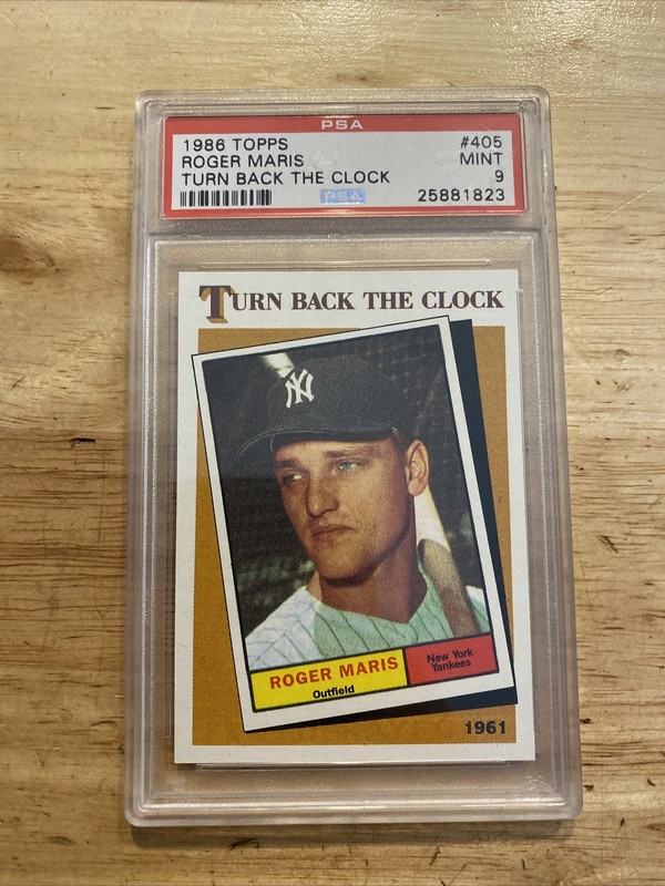 Roger Maris PSA 9 Vintage Topps New York Yankees 1986 Baseball Card NYC Queens view 2