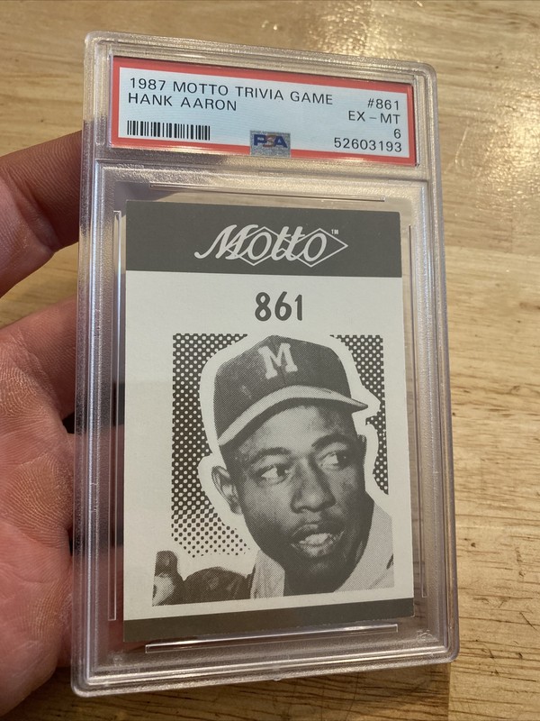 Hank Aaron PSA 6 Vintage 1987 Motto Trivia Game Braves Collector Card Authentic