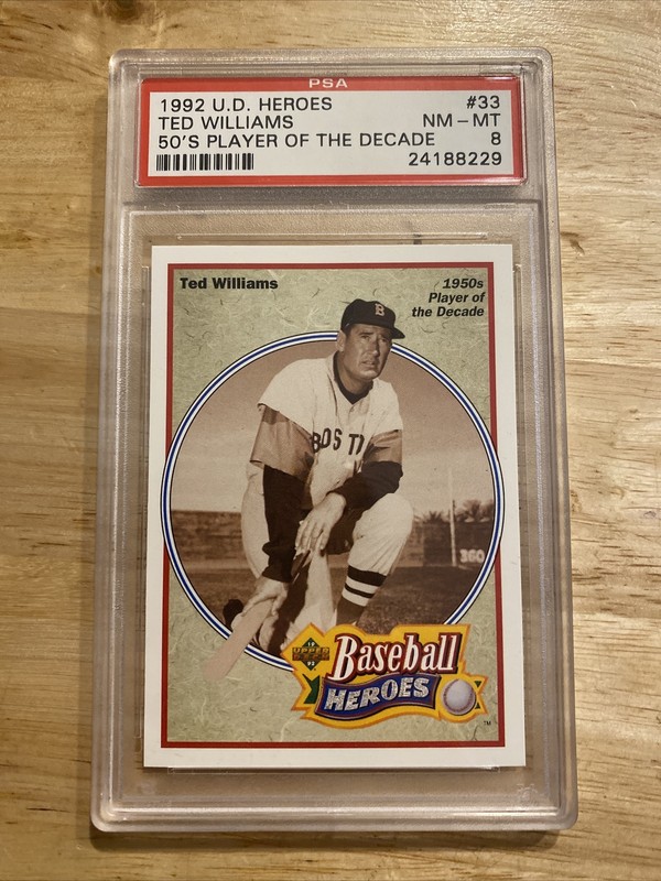 Ted Williams PSA 8 Vintage Baseball Card 1992 Upper Deck Boston Red Sox MLB HOF view 2