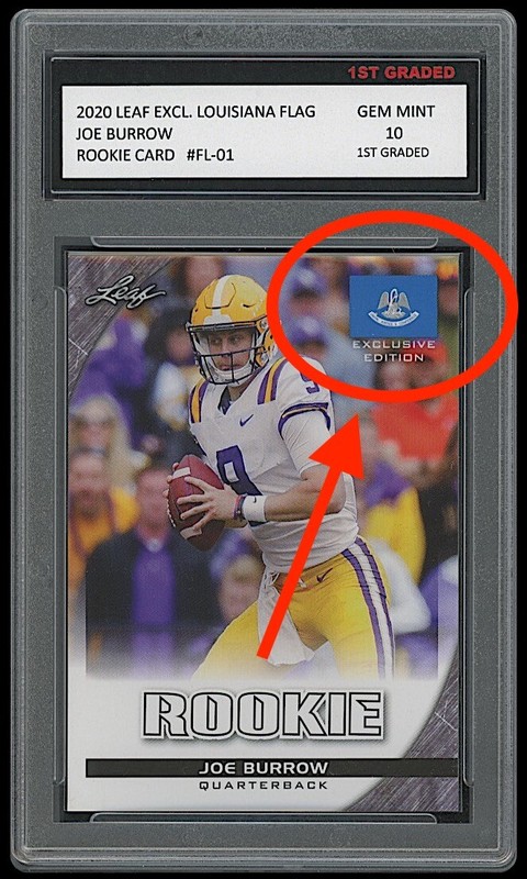 JOE BURROW 2020 LEAF LOUISIANA FLAG 1ST GRADED 10 ROOKIE CARD CINCINNATI BENGALS