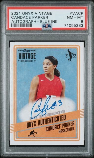 2021 Onyx Vintage AUTOGRAPH Blue Ink /50 CANDACE PARKER Volunteers Aces PSA 8