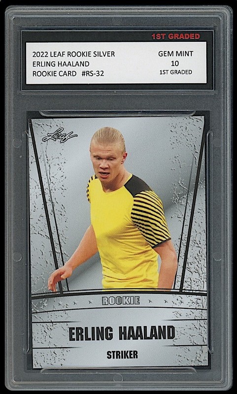 ERLING HAALAND 2022 LEAF SILVER 1ST GRADED 10 SOCCER ROOKIE CARD MANCHESTER CITY