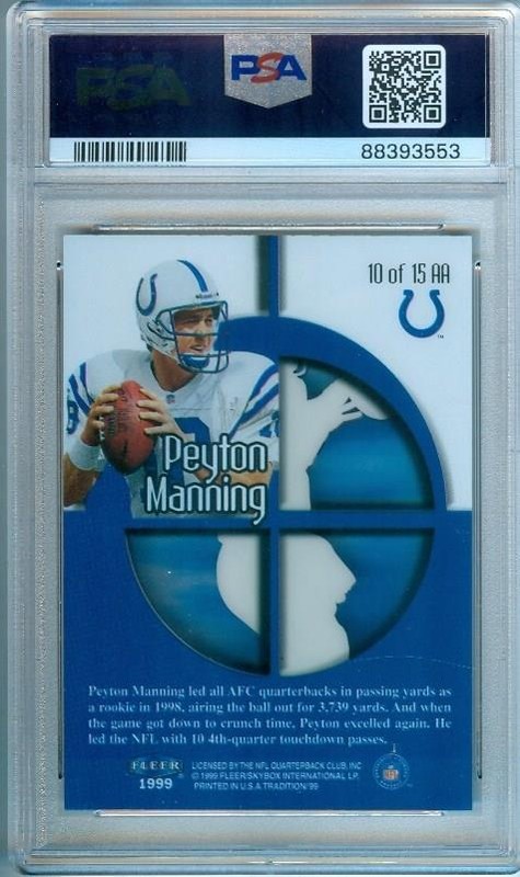 1999 Fleer Tradition PEYTON MANNING Aerial Assault #10 Colts PSA 10 view 2