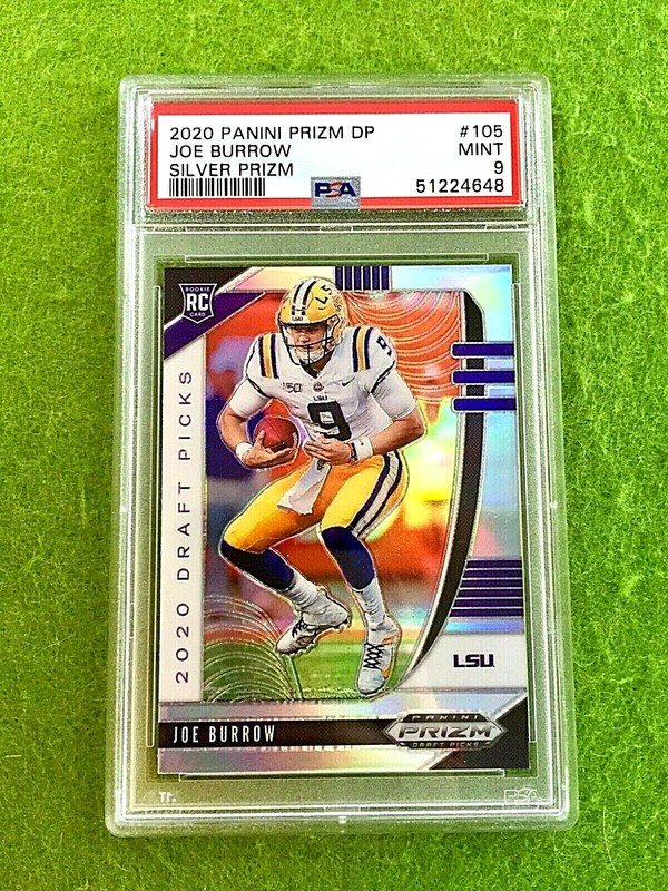 JOE BURROW SILVER PRIZM ROOKIE CARD GRADED PSA 9 MINT LSU 2020 Prizm  BENGALS