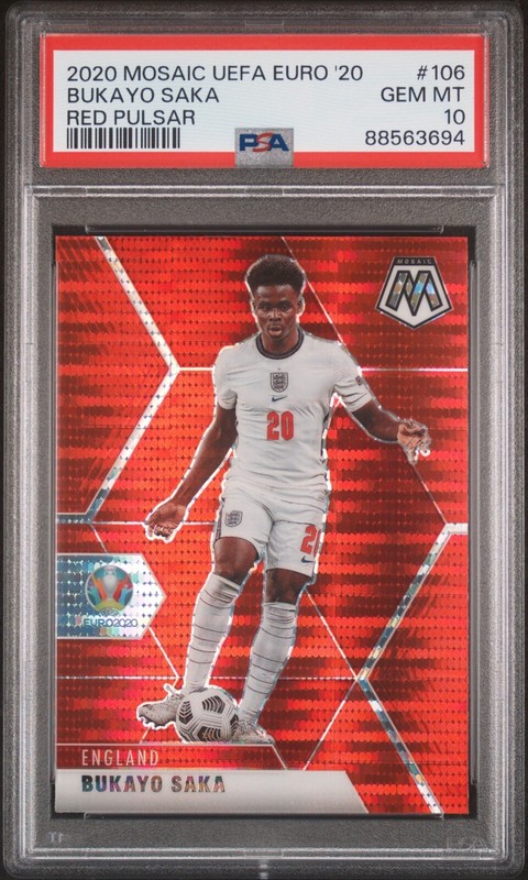 2020 Mosaic UEFA Euro 2020 Bukayo Saka #106 Red Pulsar PSA 10
