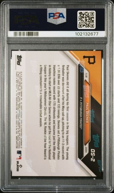 PSA10 2024 TOPPS NOW OFFSEASON OS2 PAUL SKENES(RC) Rookie of the Year view 2