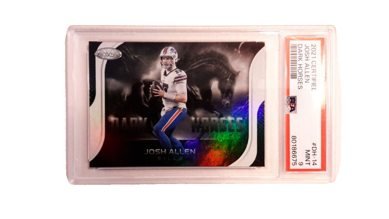 Josh Allen " DARK HORSES "  2021 Panini Certified  PSA MINT 9   BILLS 🏈🏈