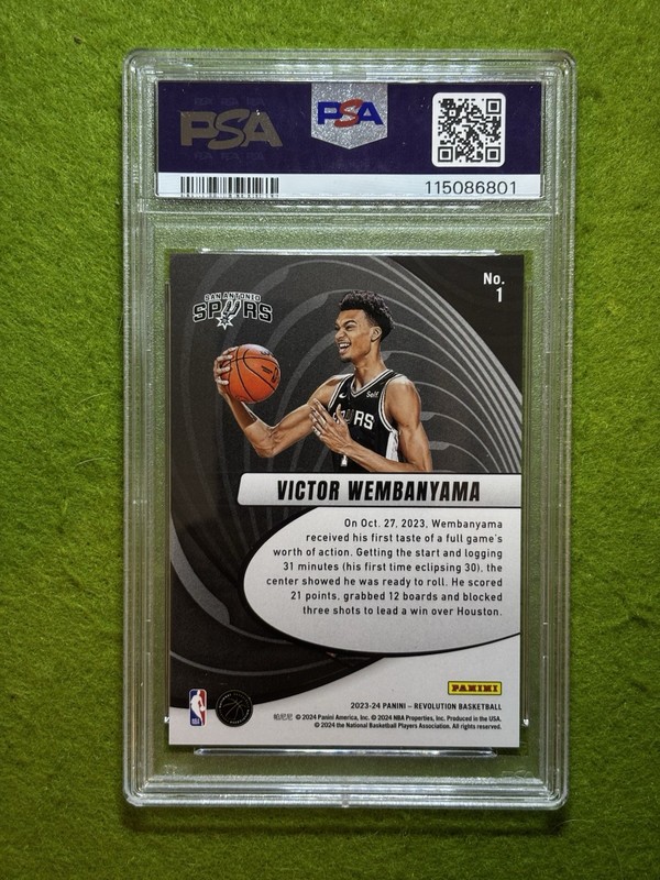 Victor Wembanyama SILVER PRIZM PSA 9 ROOKIE CARD 2023-24 Revolution VORTEX SP RC view 2