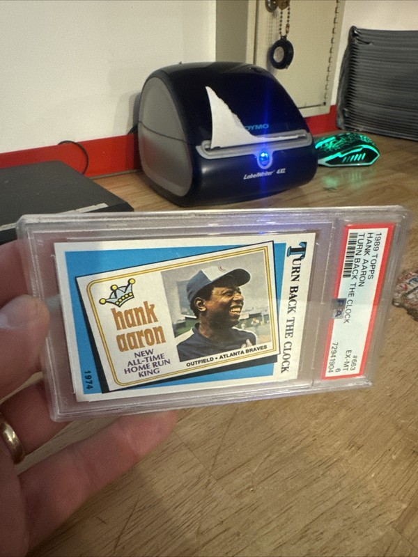 Hank Aaron Vintage Baseball Card PSA 6 Topps Braves Collector MLB HOF 1989 Gift