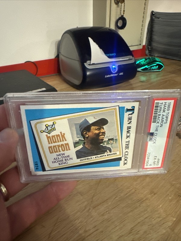 Hank Aaron Vintage Baseball Card PSA 6 Topps Braves Collector MLB HOF 1989 Gift view 2