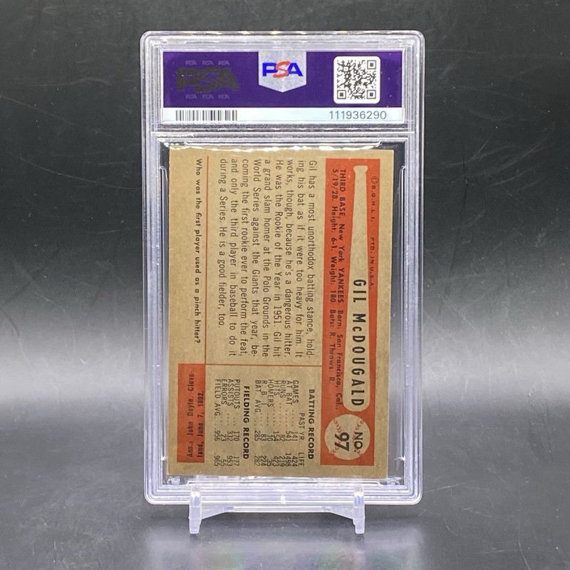 1954 Bowman #97 Gil McDougald New York Yankees  Vintage Baseball Card PSA 5 view 2