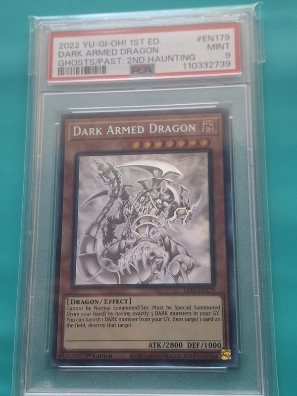 Yugioh Dark Armed Dragon Ghost Rare 1st Edition GFP2-EN179 PSA Mint 9 Card