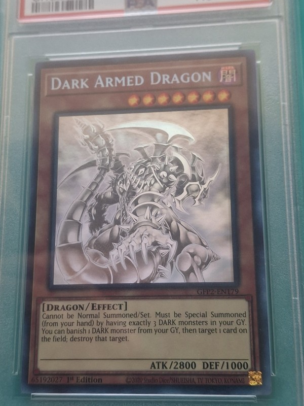 Yugioh Dark Armed Dragon Ghost Rare 1st Edition GFP2-EN179 PSA Mint 9 Card view 2