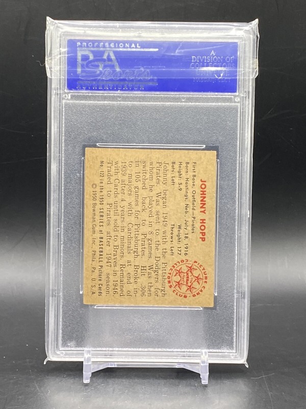 1950 Bowman #122 Johnny Hopp Pittsburgh Pirates Vintage Baseball Card PSA 5 view 2
