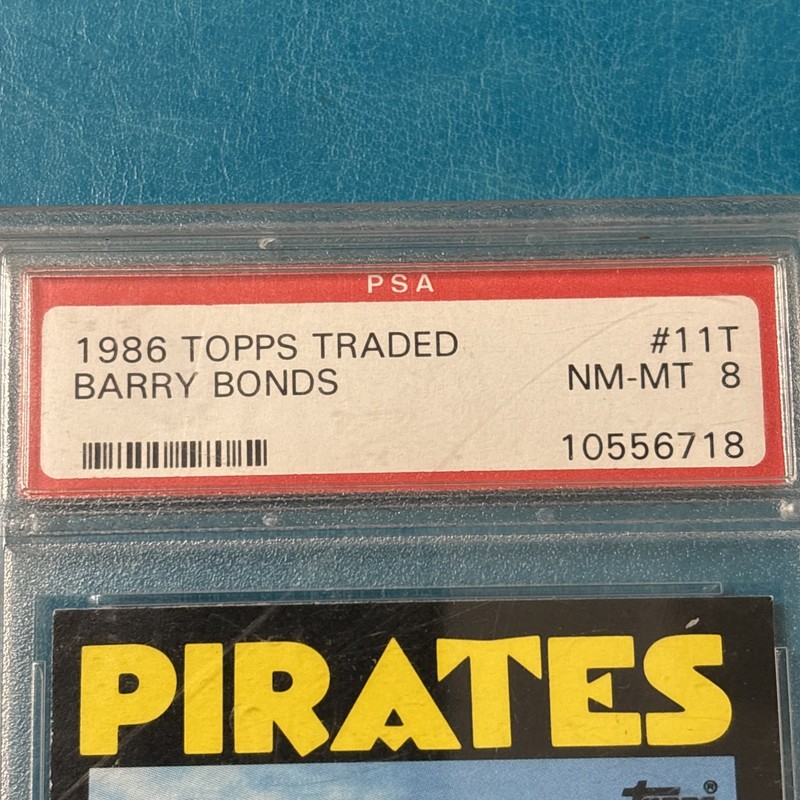 1986 Topps Traded Barry Bonds Rookie #11T RC Pirates HR King* PSA 8 NM-MT view 2