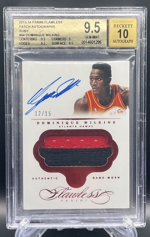 2013 Dominique Wilkins Flawless Patch Auto /15 - BGS 9.5 - Auto 10