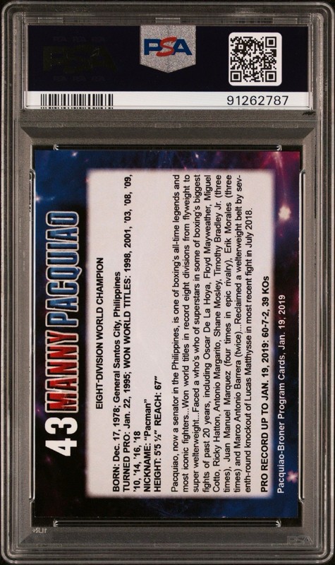 Manny Pacquiao 2019 PSA 9 Seidman’s Boxing 8-Division Champion Card #43 view 2