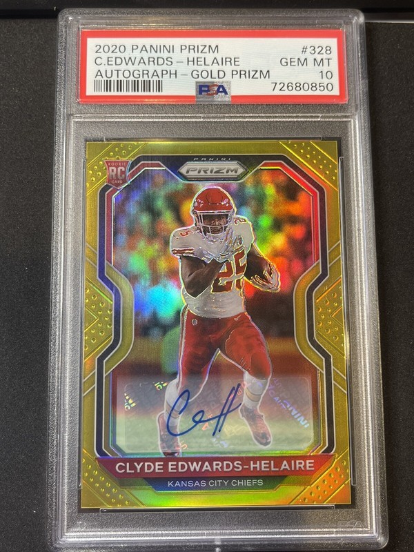 2020 Prizm Gold Clyde Edwards Helaire /10 Auto PSA 10 Rookie Chiefs