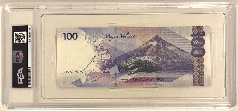Manny Pacquiao Pacman Boxing Signed Auto 100 Pesos Philipines PSA DNA Slabbed view 2